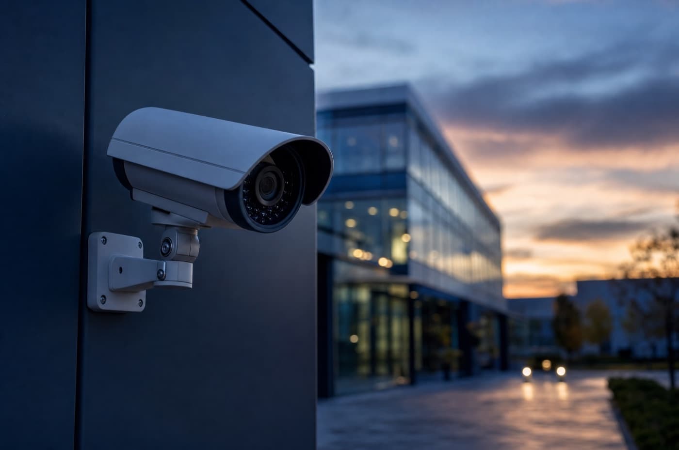 Professional CCTV security camera mounted on a building exterior.